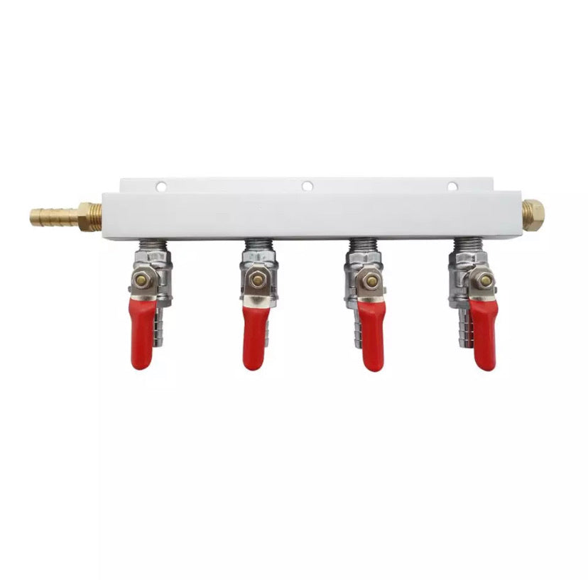 4 OUTPUT / 4 WAY GAS LINE MANIFOLD SPLITTER WITH CHECK VALVES – KEGWERKS.IN
