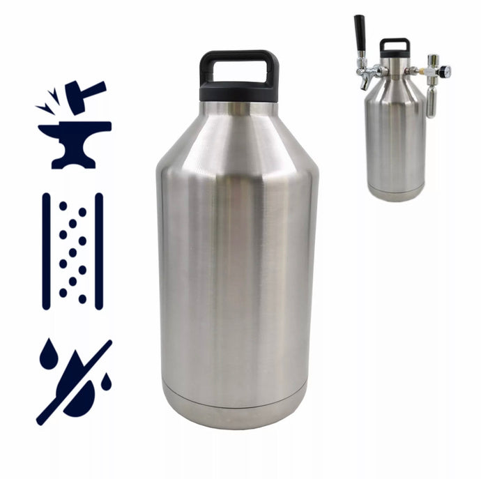 64 / 128 oz VACUUM INSULATED BEER GROWLER - KEGWERKS.IN